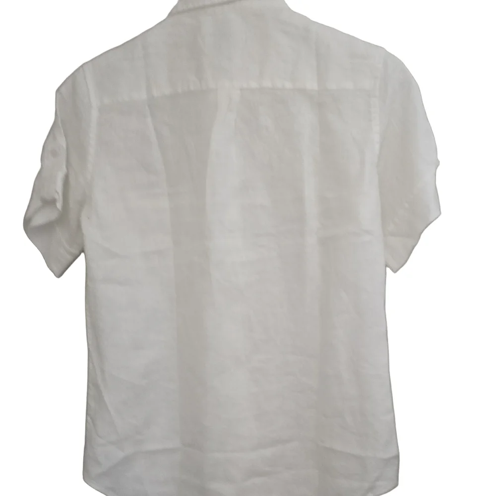 Ladies White Casual Button Down Shirt with Classic Collar - Picture 7 of 8